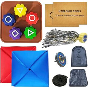 Korean Traditional Games Folk Sets, Gongji, Jebi chagi, Biseokchigi, Paeng-y, DDAKJI, Korean Throwing Game Set, Korean Classic Hand-Eye Coordination Play Game