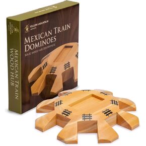 Yellow Mountain Imports Wooden Hub Centerpiece for Mexican Train Dominoes Game (up to 8 Players) - 5.8 Inches