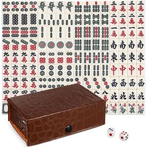 Mini Mahjong Table Chinese Mahjong Game Mini Mahjong Game Portable Travel Mahjong Set Traditional Chinese Game Set Classic Mah- Jongg Game for Home Travel Games (20mm)