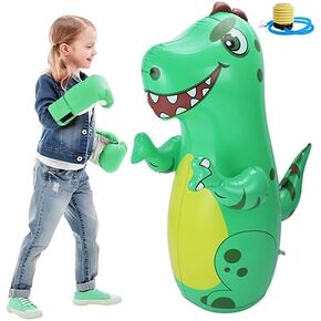 حقيبة تثقيب الديناصورات القابلة للنفخ للأطفال ، ترتد لعبة Bound Dino Toddlers Boxing Bag Bag For 3-5