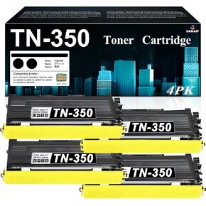 TN-350 Black Toner Cartridge 4-Pack with Chip, Compatible with Brother DCP-7000 & MFC-7000 & HL-2000 Professional Series Printer | High Yield & Resettable Chip