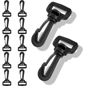 12 Pcs Plastic Swivel Hooks for Purses, 1 Inch Snap Hook Clips, Rotary Clasp for Bag Straps, Backpacks, Keychains and Lanyards, Durable Webbing Plastic Buckle for DIY Crafts Replacements