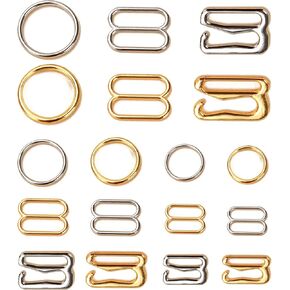 180 Bras with Hooks, Swimsuit Tops and Bras with Loops Bra Hook Replacement Metal Swimsuit Clips Adjustable Sliders, 3 Styles 3 Sizes (8mm, 10mm, 12mm)