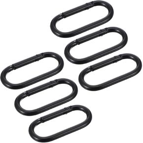 6Pcs Oval Spring Ring Clips Spring O Ring Clip for Purse Strap, Black Buckle Clasp Metal Oval Carabiner Snap Clip Circle Carabiner Clips for Keychains, Handbags, Backpacks, Purse, Keys, Bag Strap