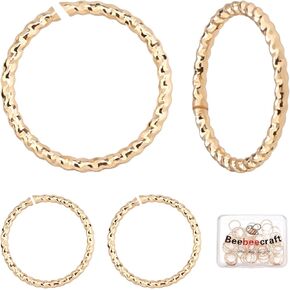 Beebeecraft 50Pcs/Box Twisted Open Jump Rings 18K Gold Plated Jump Rings Connectors 12mm for DIY Earring Bracelet Necklace