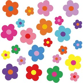 Marspark 72pcs Flower Cutouts Summer Colorful Flowers Bulletin Board Decor 2 Sizes Paper Floral Cutouts Classroom Decor for Craft Bulletin Board DIY Spring Summer School Projects(Rainbow Colors)