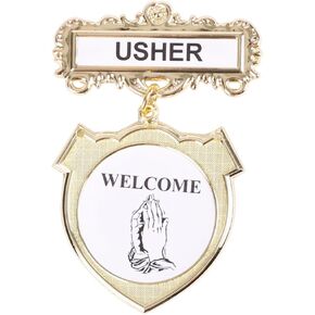 Swanson Christian Products Gold Magnetic Name Tag Usher Badges for Church | Welcome Metal Reusable Usher Badge Magnet Backing | Usher Name Tag Magnet Smooth Borders Church Usher Uniform Badge (01)
