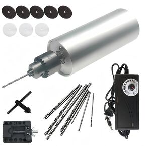 0.3-4mm Mini Electric Hand Drill, Jewelry Carving Engraving Making Kit, Aluminum Rotary Power Tool Set with 10 Drill Bits & 8 Cutting Discs for Sheet Metal Wood Plastic Adjustable Speed