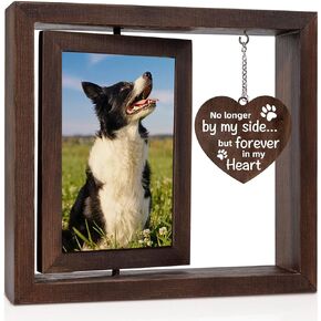 Dog Memorial Gifts for Loss of Dog, Pet Memorial Gifts for Dogs Cat, Loss of Dog Sympathy Gift, Pet Remembrance Bereavement Gift, Dog in Heaven Passing Away Gift, Rotating Picture Frame Fit 4x6 Photo