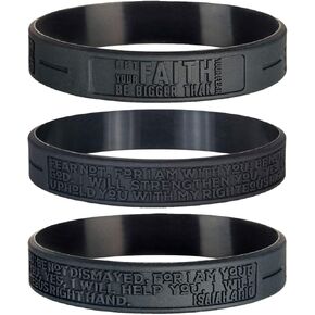 Sainstone Isaiah 41:10 Inspirational Bible Verses Silicone Bracelets - Let Faith Bigger Than Fear - Religious Motivational Wristband Gifts for Fight Epidemic Contagion for Men Women