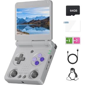RG34XXSP Flip Retro Retro Handheld Game Console ، وحدة التحكم في ألعاب الفيديو المصغرة بحجم 3.4 بوصة مع 720*480 شاشة IPS ، بطارية 3300mAh ، محمّلة مسبقًا 5000+ ألعاب كلاسيكية ، دعم 5G WiFi Bluetooth HD-Gray 64g