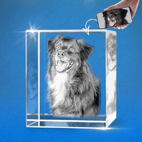 HAN'S LASER Pet Memorial Gifts, Personalized 3D Crystal Photo for Loss of a Dog Gift, Custom Picture Frame for Dogs Or Cats Owner Gifts (Small)