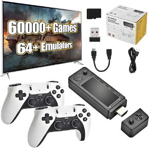 X9 Pro Retro Game Stick 4K,Preloaded Game Console 60000+ Classic Games 64+ Simulators, 2.4G Rechargeable Wireless Controllers, Plug and Play Retro TV Games (256G)
