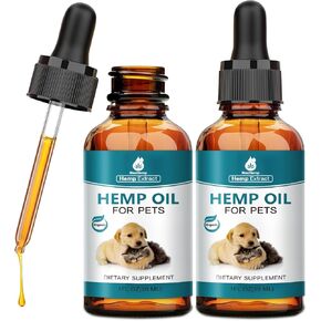 Pet Hemp Oil for Dogs and Cats - Anxiety, Stress Pain Holistic Inflammation Relief - for Joint Hip Arthritis, Calming Oil Drop - Organic Pets Treats 2 Packs