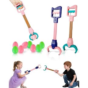 Kids Grabber Toy Set – 2PCS Toy Grabber Claw for Kids with 8 Eggs, 16.9-Inch Grabber Toy for Kids, Fun Kids Claw Grabber Reacher Tool for Early Learning and Coordination Play, for Ages 5 and Up