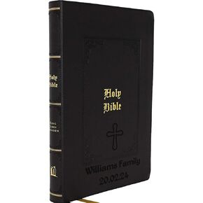 Personalized Vintage Bible with Custom Laser Text & Design, KJV, King James Version, Red Letter Edition, Large Comfort Print, Faux Leather
