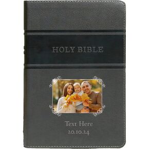Printualist Personalized Gift Bible Custom Photo & Text, KJV, Navy, Value Thinline, King James Version, Red Letter Edition, Comfort Print, Faux Leather