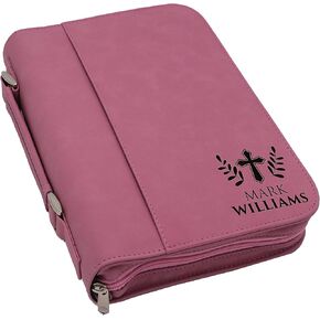 Custom Engraved Bible Cover Case - Personalized Bible Holder Monogrammed for Church, Christians, Religious Gift (Rawhide with Gold)