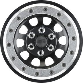 Pro-Line Racing Steelies Silver/Black 2.9" Stamped Steel Dual Offset +2/+10 Wheels for Axial SCX6 PRO283801