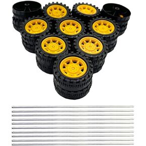 20PCS Toy Car Wheels 34mm Model Car Plastic Wheels with 10PCS Shaft Round Rod Axles for RC Car Truck Robot DIY Model Toy Parts (2x12x34mm)