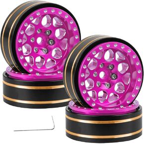 RC 1.3 Beadlock Wheels for 1/18 1/24 RC Crawler Car TRX4M SCX24,1.3 RC Wheels Brass Coating Rings Alloy Rims for Trx4m Scx24,Black