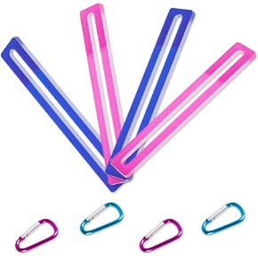 4 Pcs Reinforced Acrylic Mahjong Line Finder, Mahjong Rules Helper Reader for Quick Rule Reference, Pink and Blue with Metal Buckle for Travel
