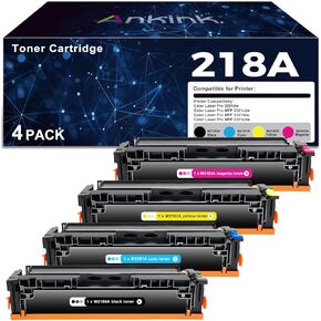 218A Toner Cartridges 4 Pack (with Chip) Compatible Replacement for HP 218 A W2180A 218X W2180X Work with Color Laserjet Pro 3201dw MFP 3301fdw 3301sdw 3301cdw Printer (Black Cyan Yellow Magenta)