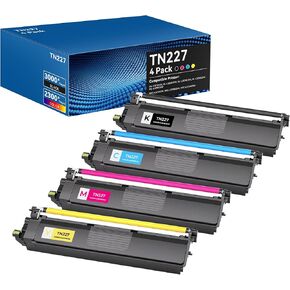 TN227 Toner Cartridges High Yield Compatible for Brother TN227 TN223 Toner Cartridges for Brother HL-L3210CW HL-L3230CDW HL-L3290CDW MFC-L3710CW MFC-L3750CDW MFC-L3770CDW Printer(BK/C/M/Y,4 Pack)