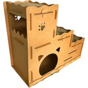 Seny Cardboard Cat House with Cat Scratcher Three-Story W30 X D14 X H26