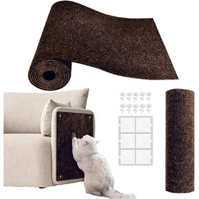 Cat Scratch Couch Furniture Protector, Adhesive Cat Scratch Pad Deterrent for Furniture, DIY Climbing Scratcher for Indoor Cats (Light Grey, 39.3x15.8 in)
