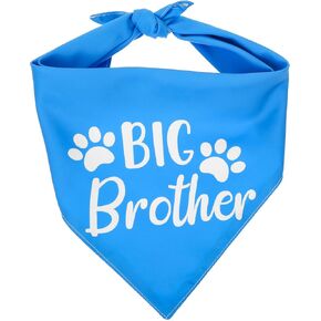 Big Brother Dog Bandana, Cotton Adjustable Triangle Personalized Dog Bandanas Custom for Pregnancy Announcement New Baby Matching Family Pet Photo Prop Scarf Small Medium Pets Birthday Blue