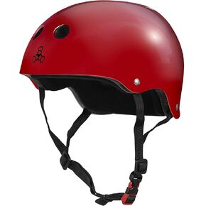 Triple Eight The Certified Sweatsaver Helmet for Skateboarding, BMX, Roller Derby and Roller Skating, S. Red Glossy, XS/S