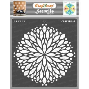 CrafTreat Flower Mandala Wall Stencils for Painting Large Pattern - Flower Burst - 12x12 Inches - Reusable DIY Art and Craft Stencils - Mandala Stencil - Large Flower Stencils for Painting on Walls