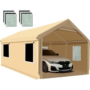 Rainproof Portable Paint Booth 26X14X10.5FT Spray Booth with 4pcs Double-Layer Air Filters & Floor for Painting Cars, Auto Parts, Furnitures and Other Big Items (White)