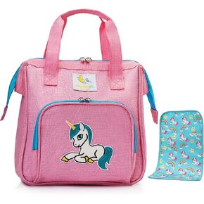 HappyVk- Pink Baby Doll Diaper Bag with Doll Changing Pad- Handbag for girls - Unicorn