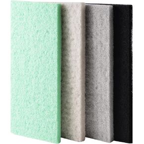 4-Pack Mixed Filter Pads 12.6" * 5" for Aquarium with Ammonia&Carbon&Phosphate Nitrite&Nitrate Reducer, Cut-free Filter Media for Fish Tanks, Aquarium Sponge Filter Compatible with many Filters