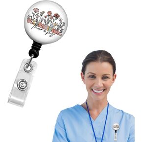 Occupational Therapy Gifts, Physical Therapy Badge Reel, Retractable Id Card Badge Holder with Alligator Clip, Name Nurse Occupational Flower Decorative Reel Clip on Card Holders Gifts Keychain