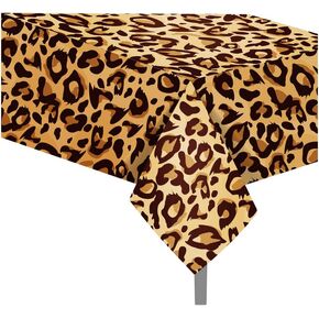 Leopard Print Party Tablecloth Leopard Tablecloths Leopard Print Themed Party Decoration Supplies Disposable Plastic Tablecloth Leopard Table Covers for Leopard Birthday Decoration,54 x 87In