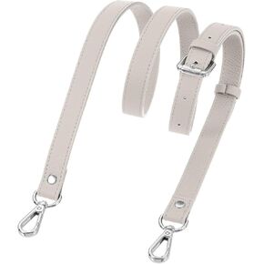 uxcell Genuine Leather Purse Strap, 41.7"-51.2" Adjustable Crossbody Replacement Straps 0.7" Width for Women Handbags Shoulder Bag (Cream White, Silver Buckle)