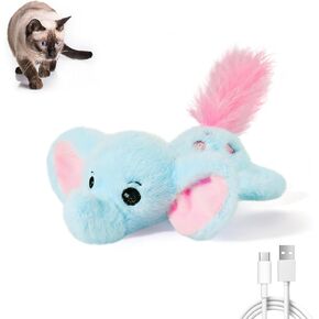Potaroma Cat Toys Flapping Elephant, Interactive Realistic Kitten Toy Stuffed with Catnip and Crinkle Paper Hangable Design for Bored Indoor Cats 6.3 Inches