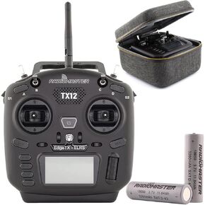 RadioMaster TX12 MKII ELRS 16CH Support OPENTX and EDGETX Remote Control Transmitter for RC Drone Mode 2 (Tx12 Elrs with Carry Case + 18650B)
