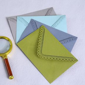 160mmX113mm 10 pieces Lovely Makaron Color Vintage Hollow Lace Envelopes For DIY Card Storage, Wedding Invitation, Gift Packing Customized (Ivory)