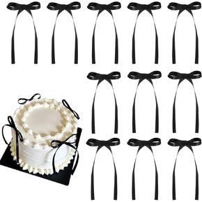 30 Pack Bow Cake Toppers Black Bows for Cake Coquette Themed Bow Cupcake Toppers Black Bow Birthday Decorations for Baby Shower Birthday Wedding Bachelorette Party Supplies in Kuwait