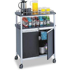 Safco Mobile Beverage Cart, 75 lbs. Capacity, Contemporary Design, Swivel Wheels, Black