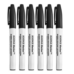 Alcohol Resistant Cryogenic Permanent Markers - Black - Pack of 6