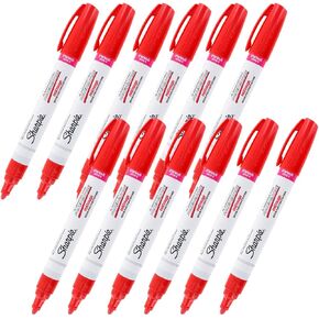 Sharpie Oil-Based Paint Marker, Medium Point, Red Ink, Pack of 12