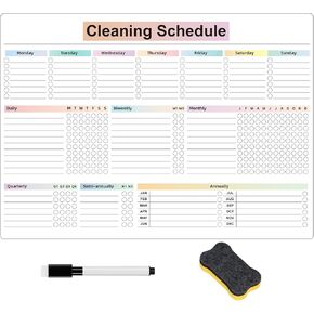 Cleaning Checklist Dry Erase Magnetic Whiteboard for Refrigerator,Daily Weekly and Monthly Checklist Planner and Household Chore-Cleaning Schedules and Checklists (Style New)