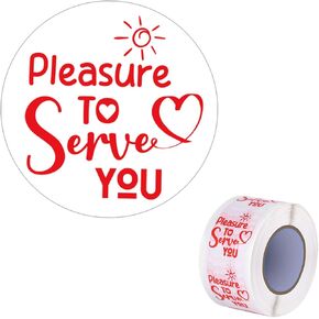 500pcs Pleasure Serving You Stickers, Server Stickers for Checks Office Serving You Stamp Stationery Stickers for Service Work
