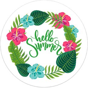 Lucleag 200 PCS 2 Inch Hello Summer Stickers, Cute Round Summer Tropical Theme Stickers Labels for Kids Envelope Seals Gifts Candy Greeting Cards Hawaiian Aloha Luau Party Favors Supplies