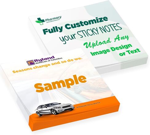 Personalized Sticky Notes 3" x 3" with Text or Logo, Custom Note Pads, 25 Sheets 250 Pack Adhesive Notepad, to Do List Memo Pads, for Office, School, Business Marketing or Party Supplies, 250 Qty in Saudi Arabia